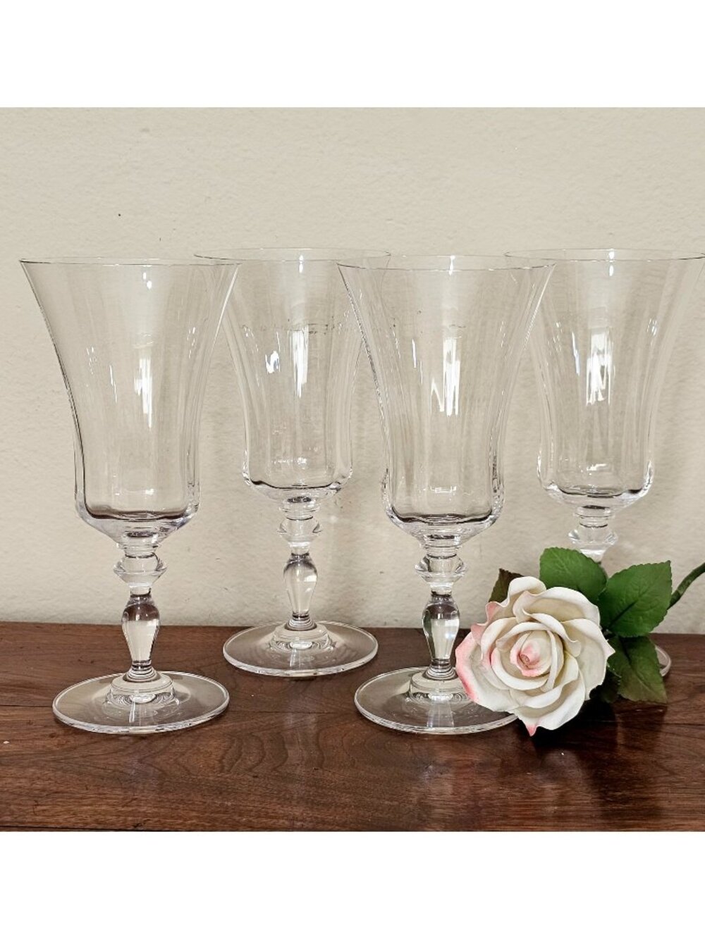 4 Mikasa Jamestown Iced Tea Glasses 8" clear optic elegant glasses Austria